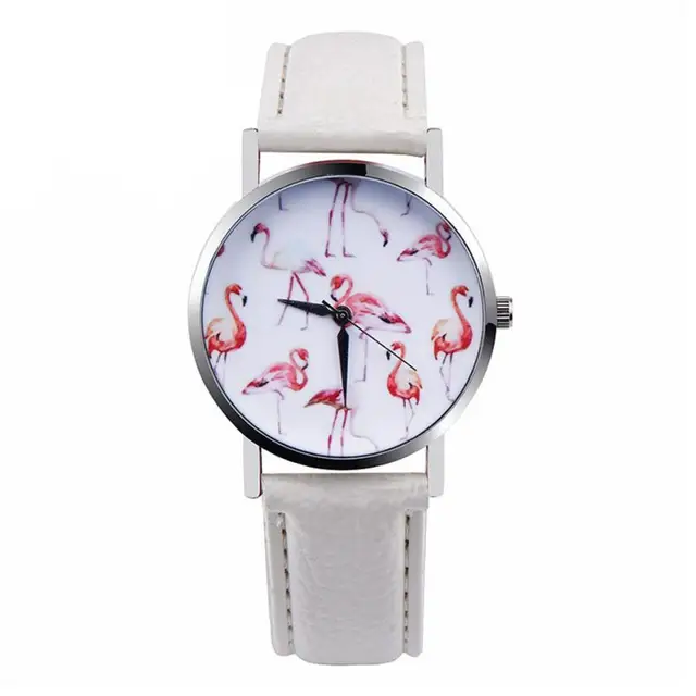 Orologi Delle Donne Degli Uomini Di Modo Flamingo Stampato Cinturino In Pelle An Orologi Delle Donne Degli Uomini Di Modo Flamingo Stampato Cinturino In Pelle An