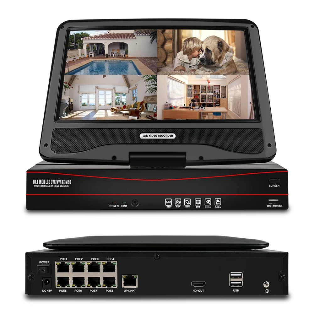 Techage 8CH 1080P ЖК-монитор POE NVR комплект системы видеонаблюдения 2.0MP наружная Домашняя безопасность ip-камера P2P система видеонаблюдения Комплект