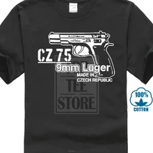 2018 ホット販売ファッション Cz 75 9 ミリメートルルガーセクシー武器狙撃チェコ拳銃自動軍用銃 Tシャツブラック T シャツ(China)