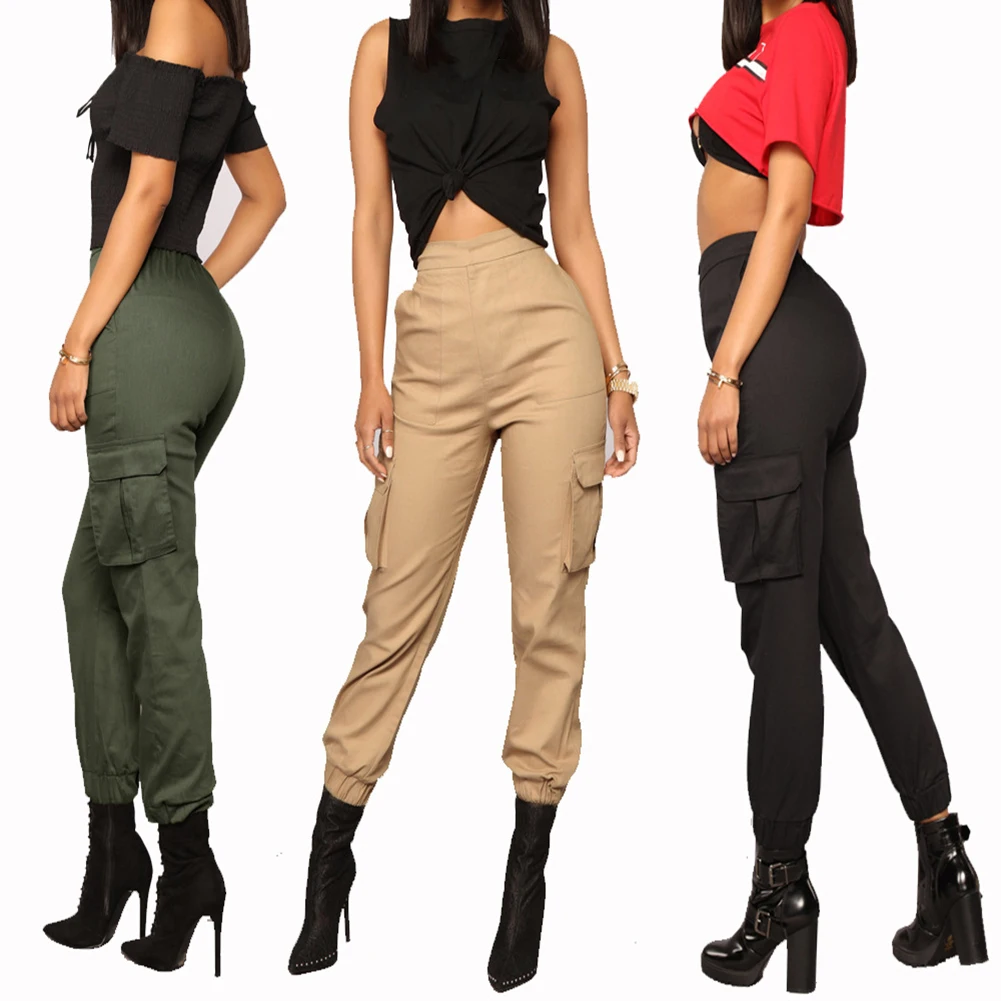 

High waist pants camouflage loose joggers women army harem camo pants streetwear punk black cargo pants women capris trousers