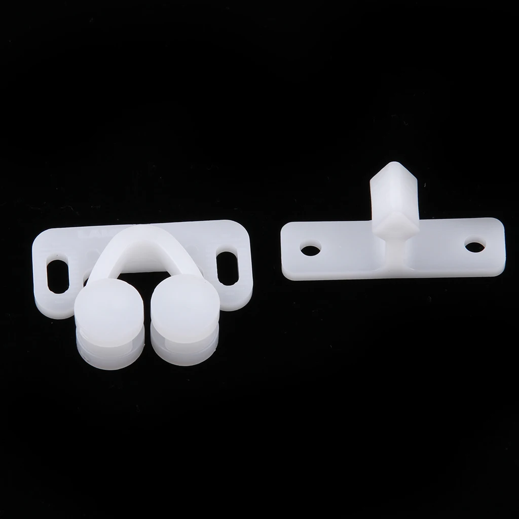 

White Spring Loaded Twin Roller Catch Cupboard Door Latch for Caravan Boat