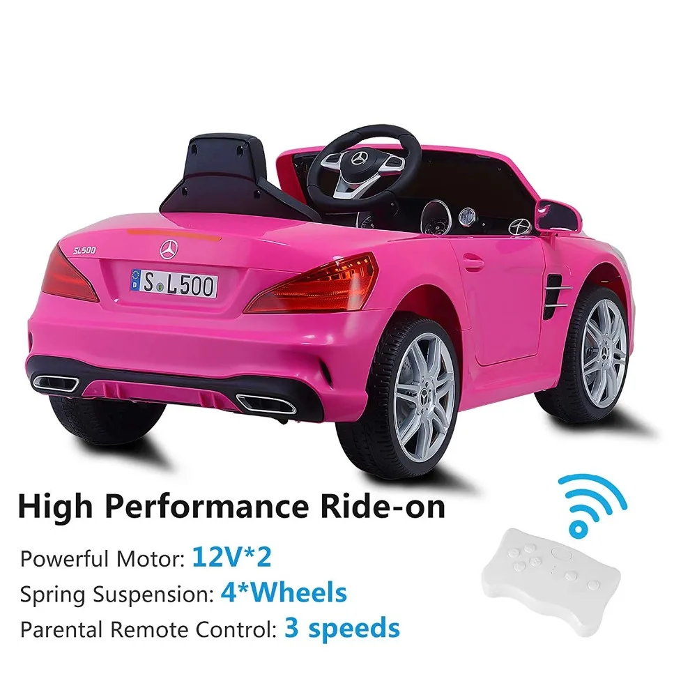 uenjoy kids ride on cars 12v electric with remote control 2 speed pink