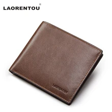 Laorentou Vintage Simple Style Genuine Leather Wallet Men’s Short Wallet 100% Cow Leather Casual Male Standard Wallets N5