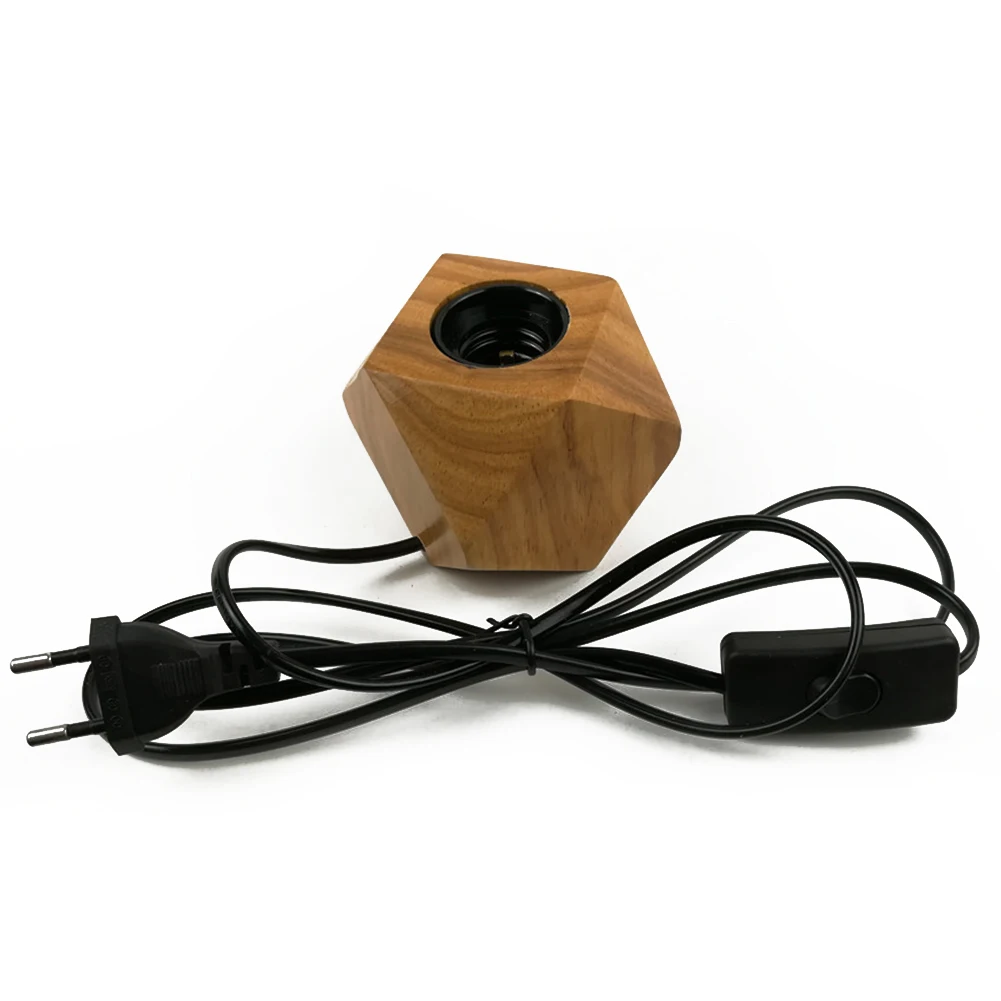 

Simple Modern Home E27 Base Office Elegant Table Lamp EU Plug Bedside Solid Wood Mini Retro Bedroom Decorative Hotel