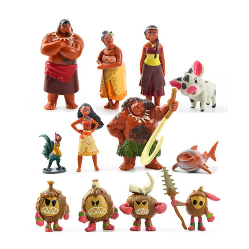 

12pcs/lot Moana Princess Toy Waialiki Maui Heihei Adventure PVC Action Figures Collection Toys Children Gift Holiday Gifts A312