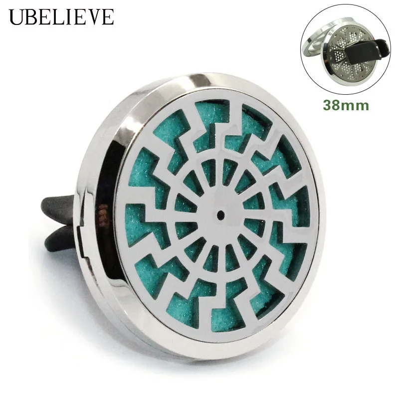 

UBELIEVE Stainless Steel Aromatherapy Essential Oil Diffuser Locket For Vent Clip 38mm Magnet Perfume Car Diffuser Locket