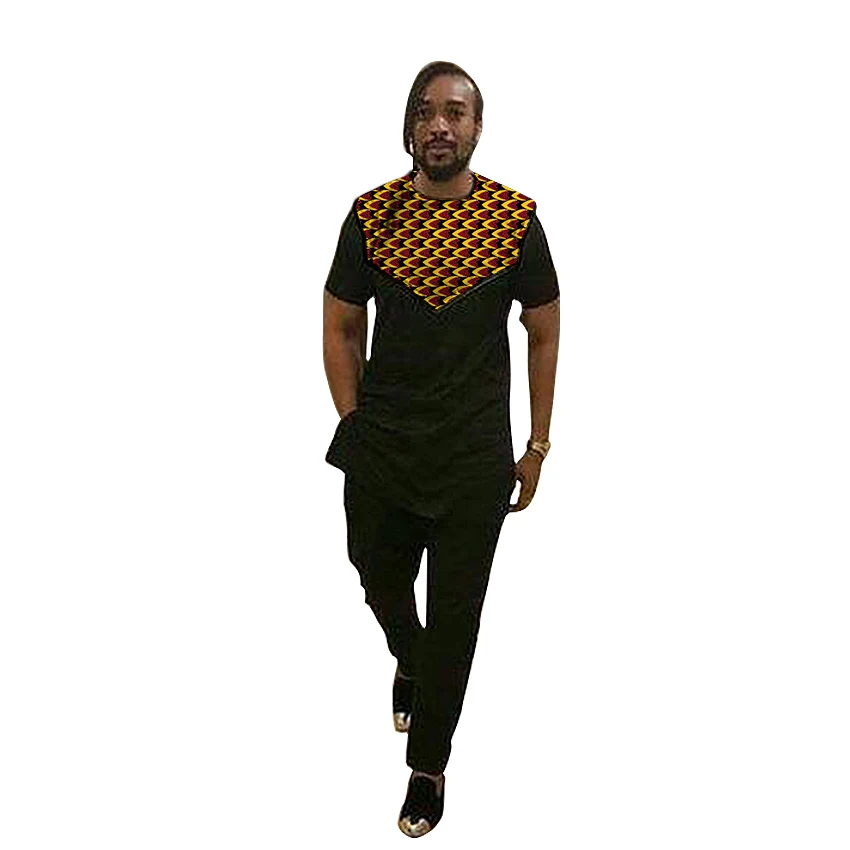 Рубашки в африканском стиле для мужчин брюк наборы ухода за кожей черный микс принты Анкара наряды Индивидуальные Свадебная одежда