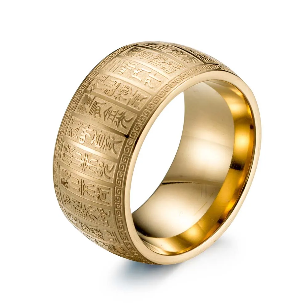 Титан уплотнение сценарий Золотое кольцо "проклятие" восьми даосский мантра защитное кольцо ретро Для мужчин тянуть