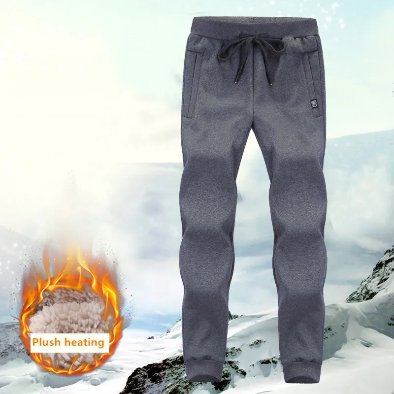 Thick Fleece Jogger Mens Pants Cotton Trousers Male Winter Warm Velvet Sweatpants Tracksuit Joggers Autumn Winter L-8XL