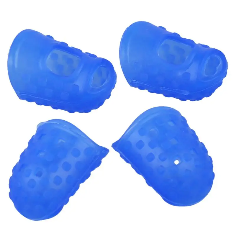 

4pcs New Soft Silicone Guitar Thumb Finger Picks Protector Fingertips (Blue XS )
