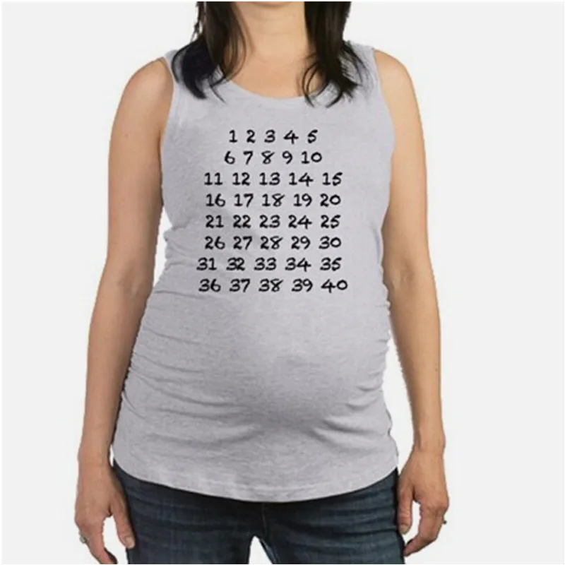 

Pregnant T Shirts Maternity Casual Number Print Pregnant Clothes Sleeveless Pregnancy Tops Women Clothing Gravida Summer Tees