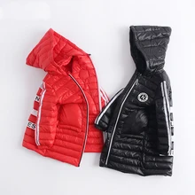 New Spring Winter Girls Down Parkas Brand Casual Outwear Thin Hooded Down Coat for Boy Kids Jacket Overcoat