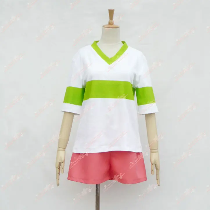 Унесенные призраками Chihiro Ogino косплей, костюм, Япония Аниме повседневные Костюмы футболка+ шорты - Цвет: V neck
