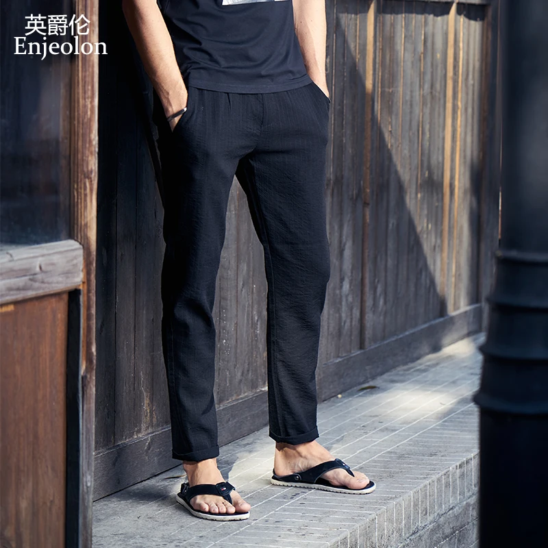 

Enjeolon Brand Spring Long Trousers Pants Men Summer High-quality Casual Pants Males Fashion Causal Pants Plus Size 3XL K6272
