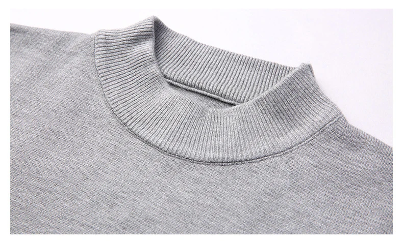 Mwxsd брендовая Повседневная Для мужчин slim fit пуловер Свитера Для мужчин одноцветное половина высокий воротник пуловеры свитер мужской