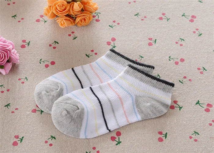 Носки для мальчиков распродажа, 5 пар/лот, г. весенне-летние Детские Полосатые носки невидимые ажурные носки для мальчиков, A-cll-011-5 - Цвет: Серый