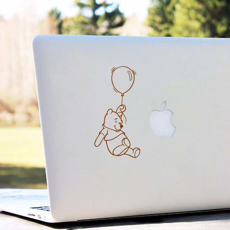 Винни-Пух Виниловые наклейки для ноутбука для Apple Macbook Pro/Air украшения, милый пух наклейка «Медведь» декор окна автомобиля