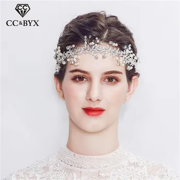 

CC Wedding Jewelry Headbands Hairbands Pearl Crystal Beads Engagement Hair Accessories For Bridal Shine CZ Luxury Pageant hx259