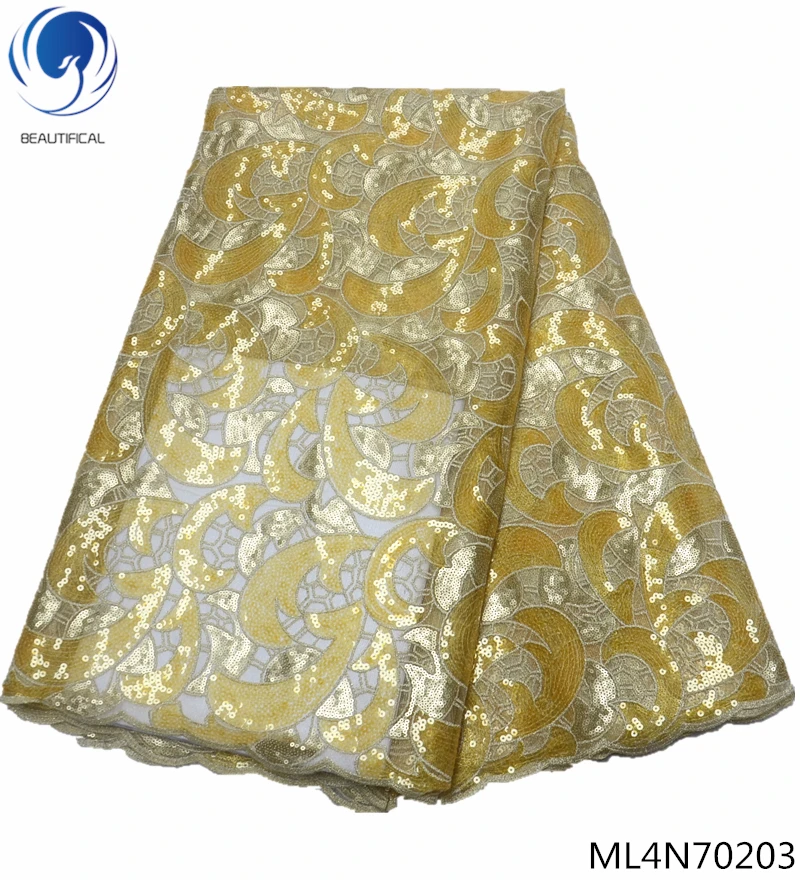 

Beautifical african sequins net lace fabrics 2019 high quality laces fabrics sequin shiny laces fabric 5yards/lot ML4N702
