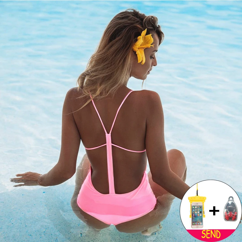 

HOT Woman Swimsuits 2018 Sexy One Piece Swimsuit May Women Fused Swimwear Female Bather Ruffled Backless Monokini Bathing Suit