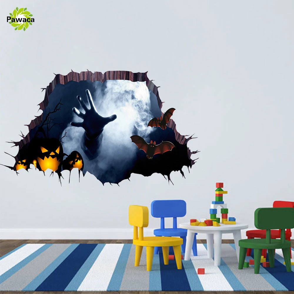 home floor 6045cm halloween decoration 3d ghost wall stickers decals mural decor poster pvc removable party art stickers kits