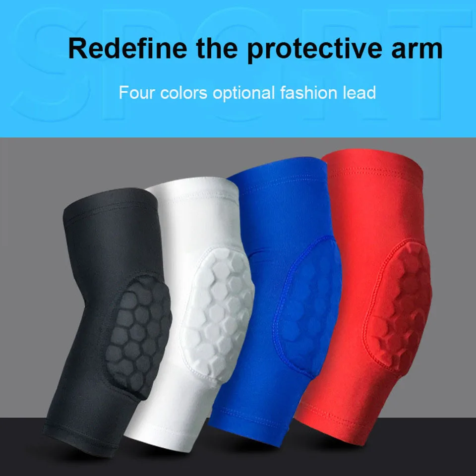GOBYGO 1 قطع مرونة كرة السلة وسادات الكوع الذراع كم Crashproof العسل دعامة كوع الكوع معدات الحماية الرياضة السلامة GOBYGO 1 قطع مرونة كرة السلة وسادات الكوع الذراع كم Crashproof العسل دعامة كوع الكوع معدات الحماية الرياضة السلامة