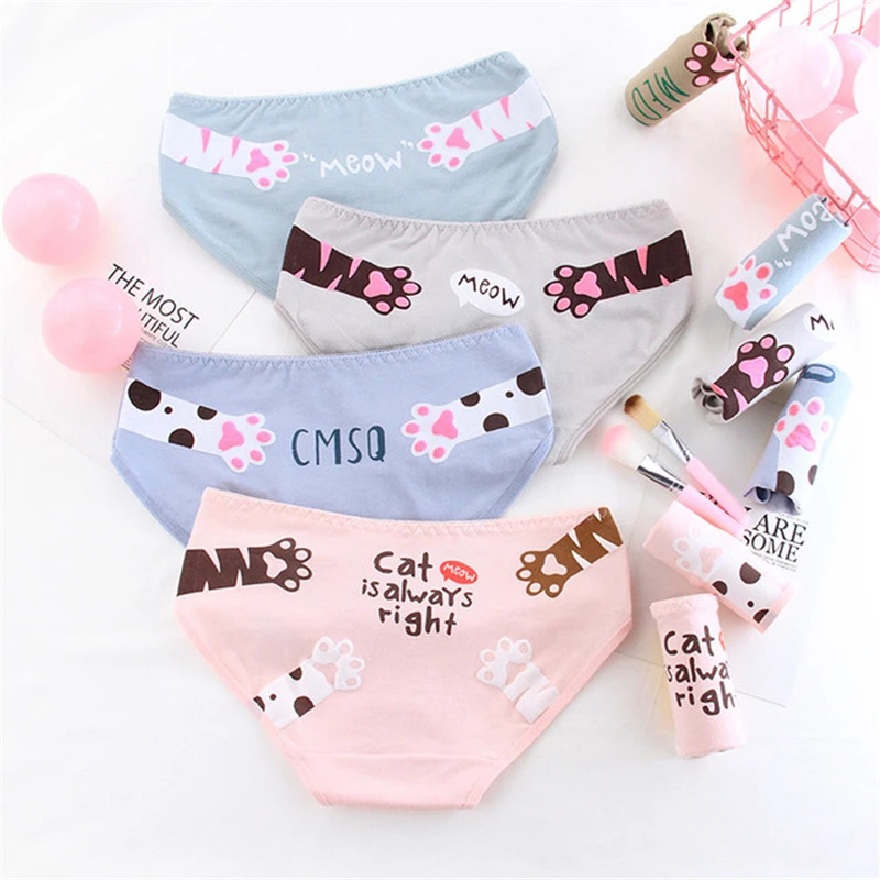 

Girl briefs women's panties cotton cat print underwear female casual cartoon underpants ladies sexy lingerie Teenager panty