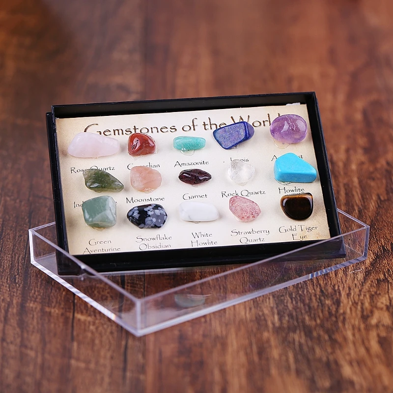 

15 Pcs 0.25 inches Reiki Travel Collection Natural Tumbled Stones in Display Box