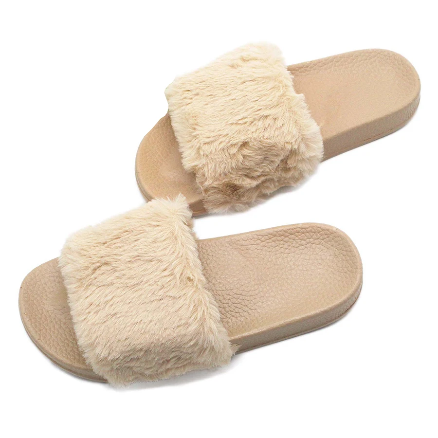 2019 Mink fur slippers summer wear spring new half drag fashion flat word drag wild slippers D20