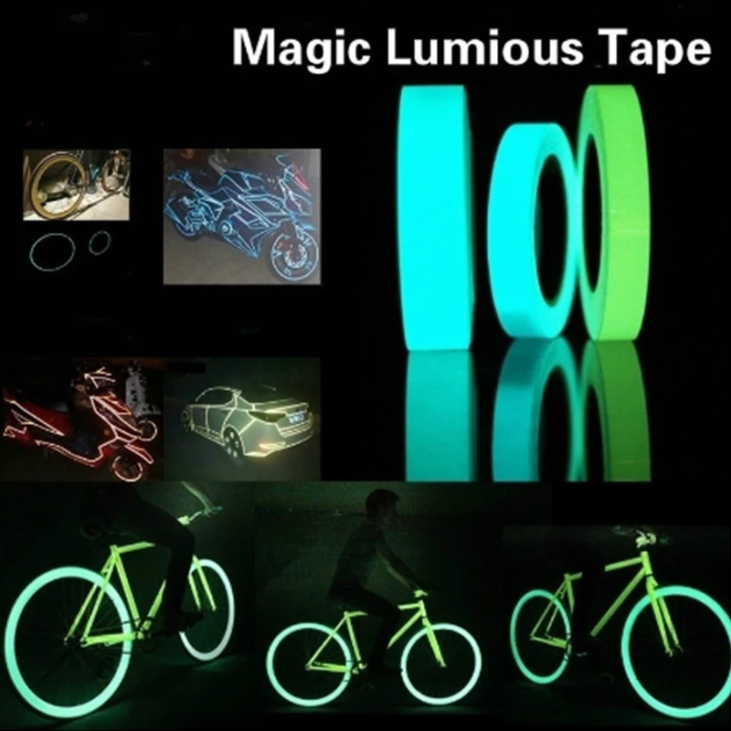 1,5 см X 1 м PET автомобильные отражающие наклейки светящаяся лента обод колеса велосипеда мотоцикла декоративная наклейка Предупреждение безопасности автомобиля-Стайлинг