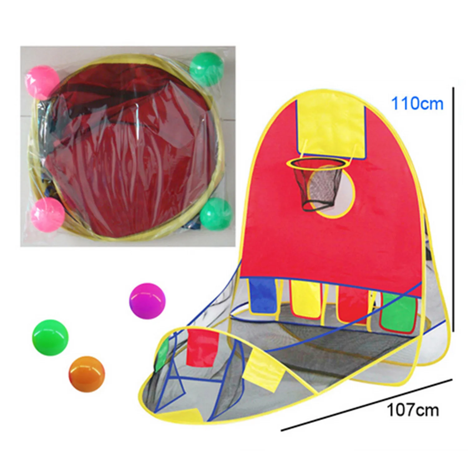 Finest  Foldable Pop Up Sports Basketball Shooting Tent Play House With 4 Ocean Balls for Kids Indoor Outdo