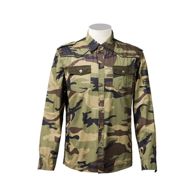 

Army Fans Men's Camouflage Long Sleeve Thin Shirt Outdoor Hiking Climbing Riding Training Breathable Army Tactical Shirts Tops