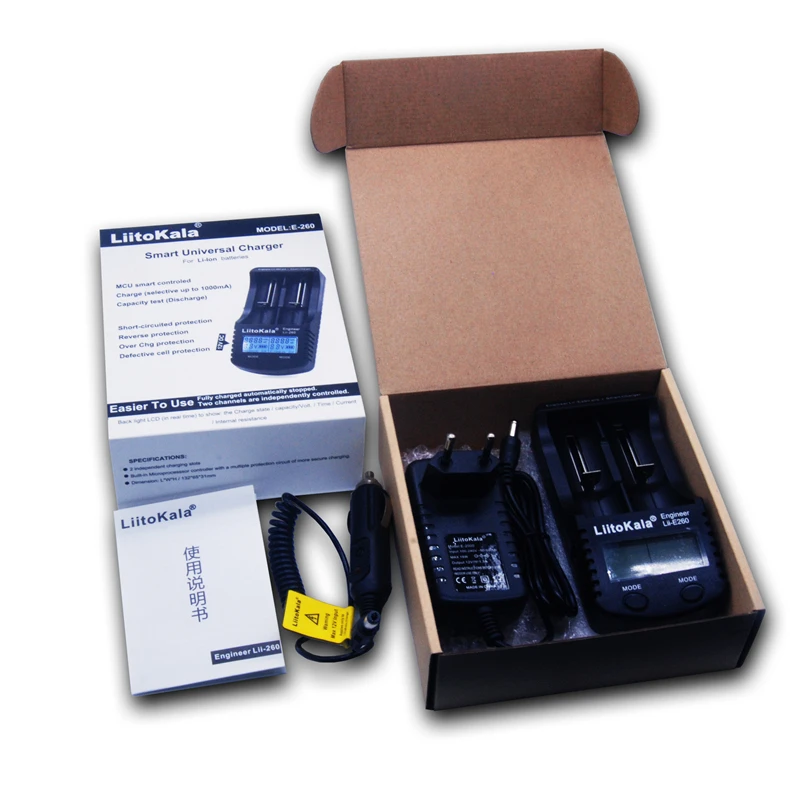 LiitoKala lii-260 LCD 18650 26650 16340 Battery Charger,Detection of 3.7V battery capacity/internal resistance/voltage