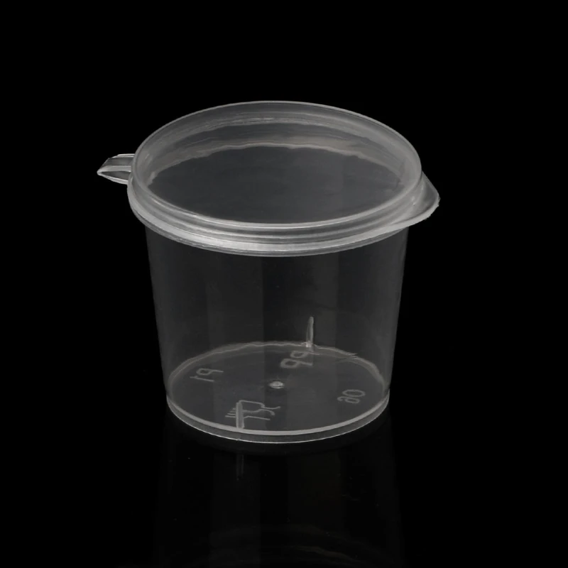 

100Pcs 25ml Plastic Disposable Sauce Cups With Lid Food Storage Containers Boxes