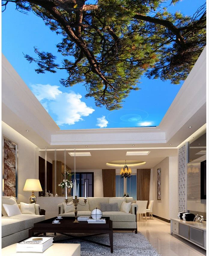 青空天井森カスタム写真壁紙3d立体天井3d Mural絵画天井 Painting Ceilings Sky Ceilingblue Sky Ceiling Aliexpress