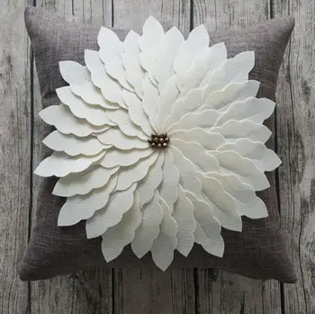 

3D Flower Embroidery Cushion Cover luxury Pillow Cover European Style Linen cushion cover decorative 3D Flower pillow case Soft