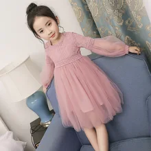 Вечерние платья-пачки с длинными рукавами для маленьких девочек; платья принцессы с цветочным рисунком для девочек; романтичная кружевная Одежда для девочек; одежда для детей