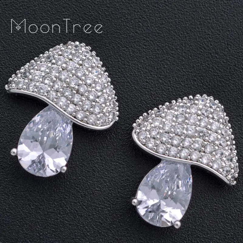 Роскошные серьги MoonTree в виде грибов с микрозакрепкой из фианита для