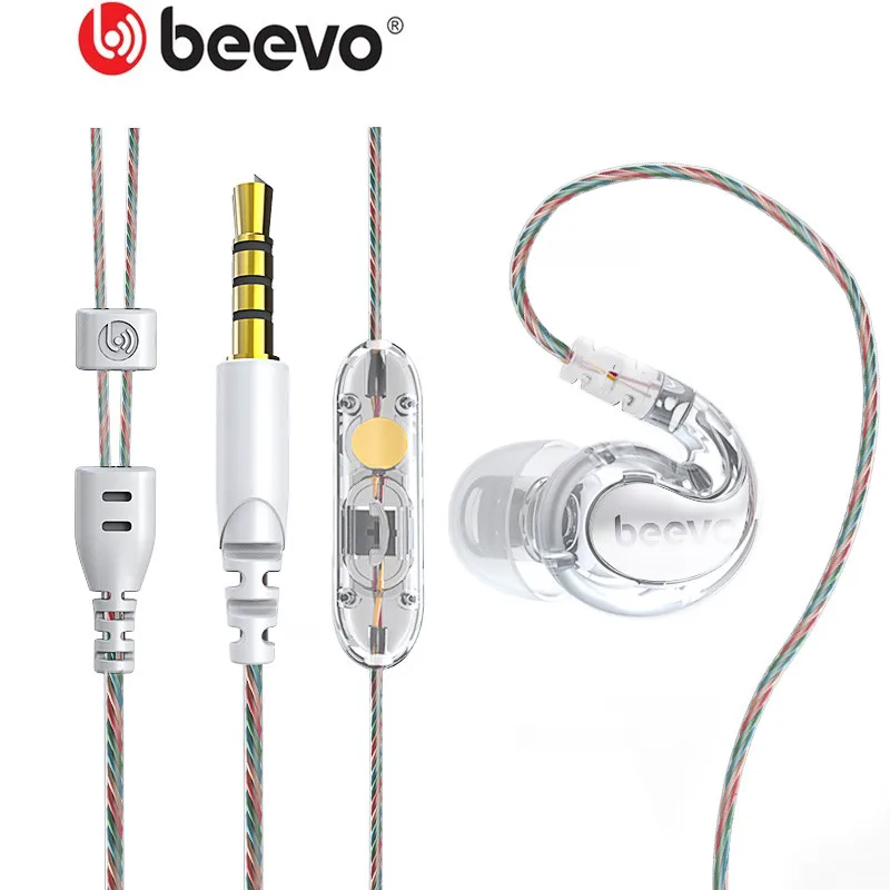 Beevo спортивные наушники для бега HIFI наушники 3,5 мм наушники-вкладыши DJ тяжелый сабвуфер вкладыши с микрофоном и пультом дистанционного BV-390
