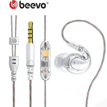 Beevo спортивные наушники для бега HIFI наушники 3,5 мм наушники-вкладыши DJ тяжелый сабвуфер вкладыши с микрофоном и пультом дистанционного BV-390