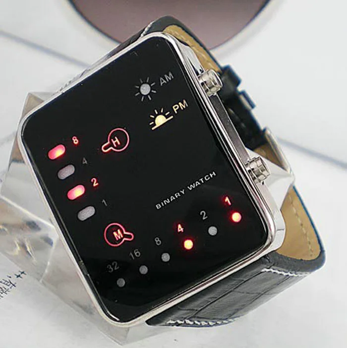 Zerotime#501 Новая мода цифровой Красный светодиодный спортивные наручные часы Бинарные наручные часы из искусственной кожи женские мужские Роскошные