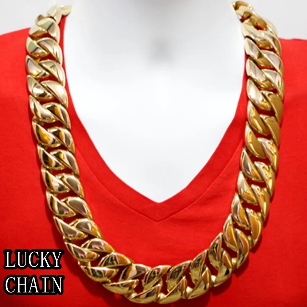 Collana da uomo con placcatura in oro collana con catena a maglia cubana in  acciaio inossidabile SUPER pesante 28 pollici 31MM di larghezza - AliExpress