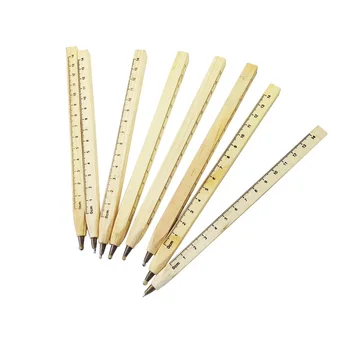 

50 Pcs/lot Wooden Ball Pen With Ruler Convenient Practical Office Ball Point Pen A fancy Little Gift
