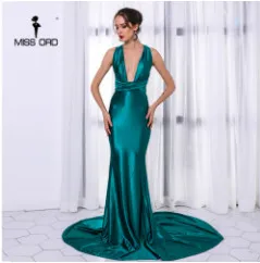 Missord сексуальное элегантное платье макси с глубоким v-образным вырезом без рукавов с открытой спиной FT5035-2 - Цвет: Зеленый