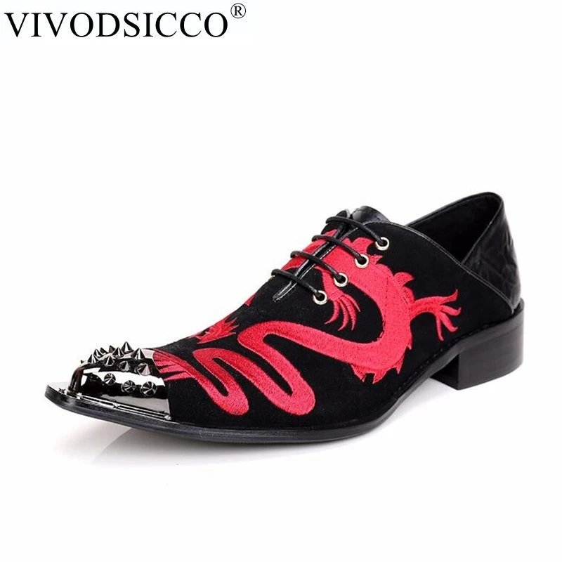 VIVODSICCO/деловые мужские модельные туфли; модные стильные мужские замшевые туфли; мужские оксфорды на плоской подошве с заклепками; свадебные туфли