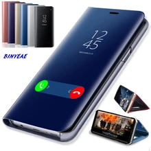 Smart Spiegel Flip Case Voor Samsung Galaxy S8 S9 Plus S7 Rand S6 Note 9 8 5 A3 J7 J5 2016 A6 A8 J4 J8 J6 2018 A3 A5 2017 Cover(China)