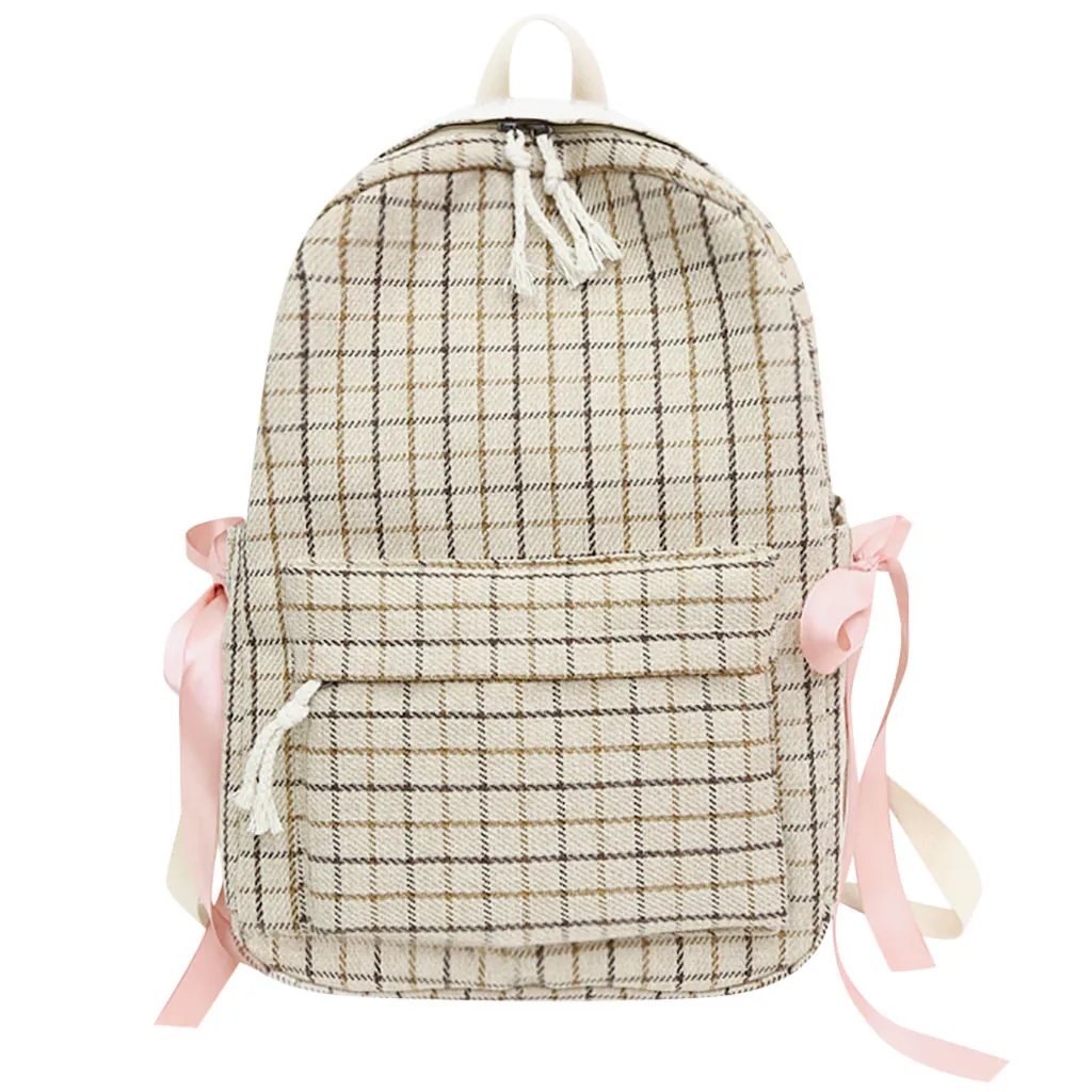 Aelicy, клетчатый рюкзак для девочек, Mori, художественная Ретро Студенческая сумка на плечо, школьный холщовый рюкзак для женщин, рюкзак, ранец - Цвет: KH