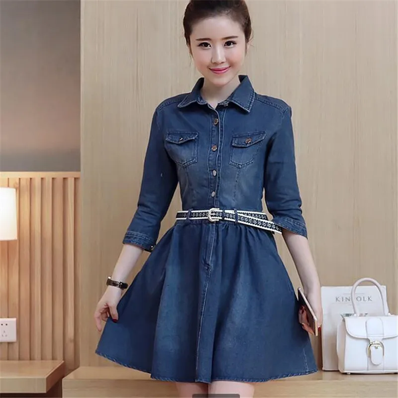 Young Women Clothes Summer Dress Cowboy Dress 7 Points Sleeve New