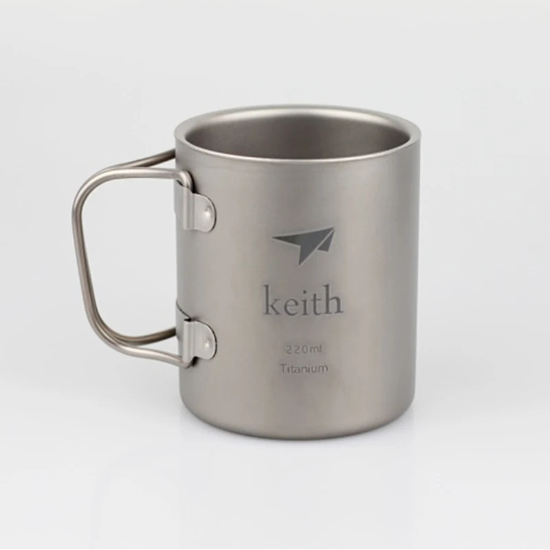 

Keith 220ml Titanium Cup Mug Double-wall Vacuum Thermal Insulation Water Cup Outdoor Camping Traving Ultralight 83g KS813