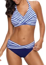 2018 Women's Sexy Backless Striped Twist Front Crossed Tankini Halter Swimsuit Retro Bathing Suits Plus Size Bathing Suit 5XL 2018 Women's Sexy Backless Striped Twist Front Crossed Tankini Halter Swimsuit Retro Bathing Suits Plus Size Bathing Suit 5XL